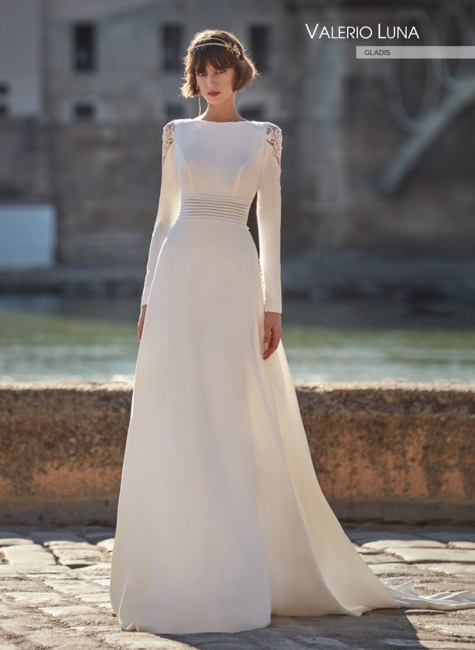 VESTIDO NOVIA ESPALDA DESCUBIERTA MODELO GLADIS VALERIO LUNA
